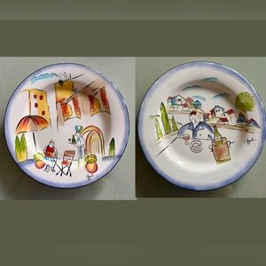 Set of 2 Sakura PROVENCE 8" Round Hand painted Earthenware Plate, by Apple